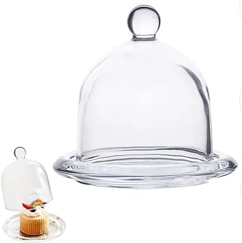 Glass Cake Plate with Cover - Elegant Dessert Dome with Base for Birthday, Dessert Shops, Home, Restaurant - Perfect Appetizer Plate for Festive Parties S