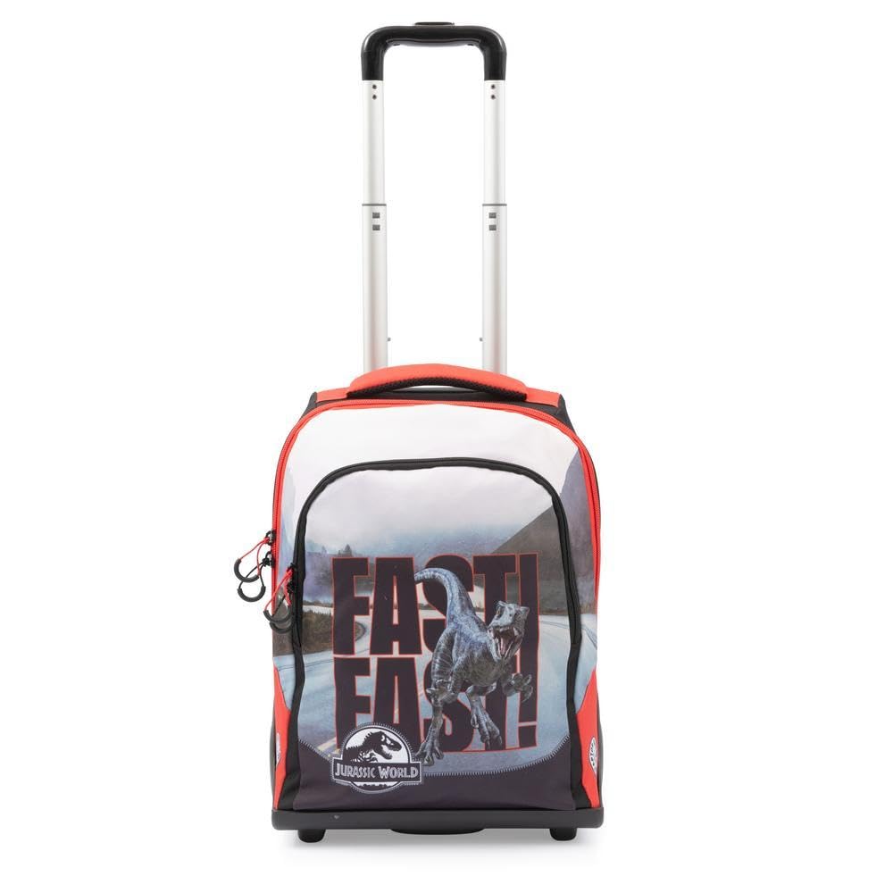 Giochi Preziosi – Jurassic World Trolley – Zaino Trolley Bambini, Schienale Imbottito, Ruote Rinforzate, Maniglia Telescopica, Design Ufficiale Jurassic World