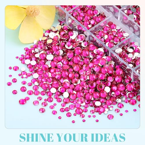 Image of 6100Pcs Resin Rhinestones for Crafting with 2Pcs 10ml B7000 Jewelry Glue, 1 Box Flatback Crystals Diamond (Hot Pink) for Bedazzling Crafts DIY Nail Art Non Hotfix Gems for Clothing Shoes