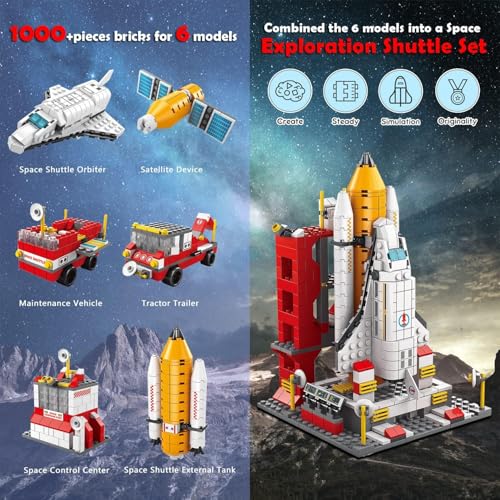Image of Space Ship Exploration Rocket & Launcher Building Blocks Set 6-in-1 STEM /STEAM Aerospace Kit for Kids (1000+ Pieces) | Comes in Premium Gift Box | Durable | 12 Months Manufacturing Warranty