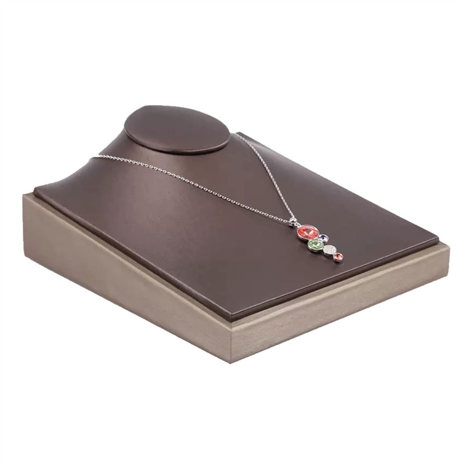 J9V4G6S3B5 Jewellery Storage Lay Down Necklace Bust Display Jewelry Chain Holder Stand, PU Faux Leather Mannequin Organizer