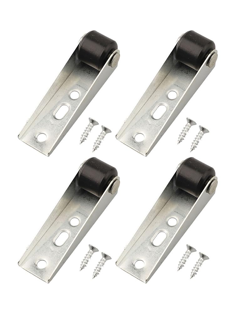 Rotella girevole per porta scorrevole, silenziosa ruota laterale per montaggio laterale, ruote lisce con viti per mobili, porte scorrevoli, carrelli, armadi da cucina, tavolini (4 pezzi nero)