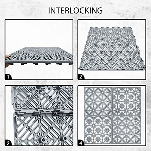 Tuintegels, kunststof, 16 stuks, voor tuin, terras, 30 x 30 cm, afneembare tuintegel voor buiten, voor schuren, zwembaden, terras, 16 stuks - Image 5