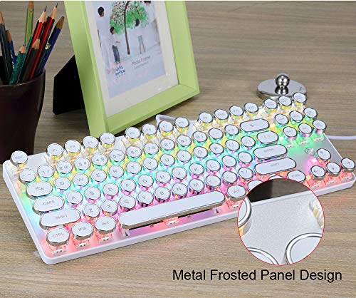 CHshe®-?-Teclado Mecánico, Con Cable 87 Teclas Punk Led Con Retroiluminación Usb Teclado Mecánico Para Juegos Gamer de Metal Para Computadora Portátil, Teclado Para Juegos Con Retroiluminación Led