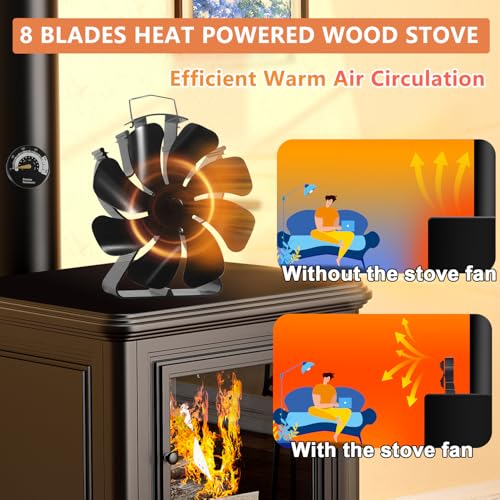 Ventilateur de cheminée à bois 8 lames pour diffuser la chaleur - 5