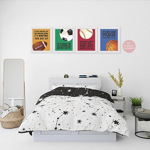 Sports Inspirational Wall Art Posters, Sports Motivational Saying Art Print, Basketball Football Baseball Soccer Posters, Positive Quotes Sports Themed For Boy Bedroom Playroom Classroom Decor - Image 5