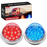 Nilight Watermelon Light 17 LED Dual Color 2PCS Stainless Steel Bezel Red to Blue Side Marker Clearance Turn signal Lights 4 Plug IP68 Waterproof for Trailer Truck Pickup Camper RV ATV UTV Boat