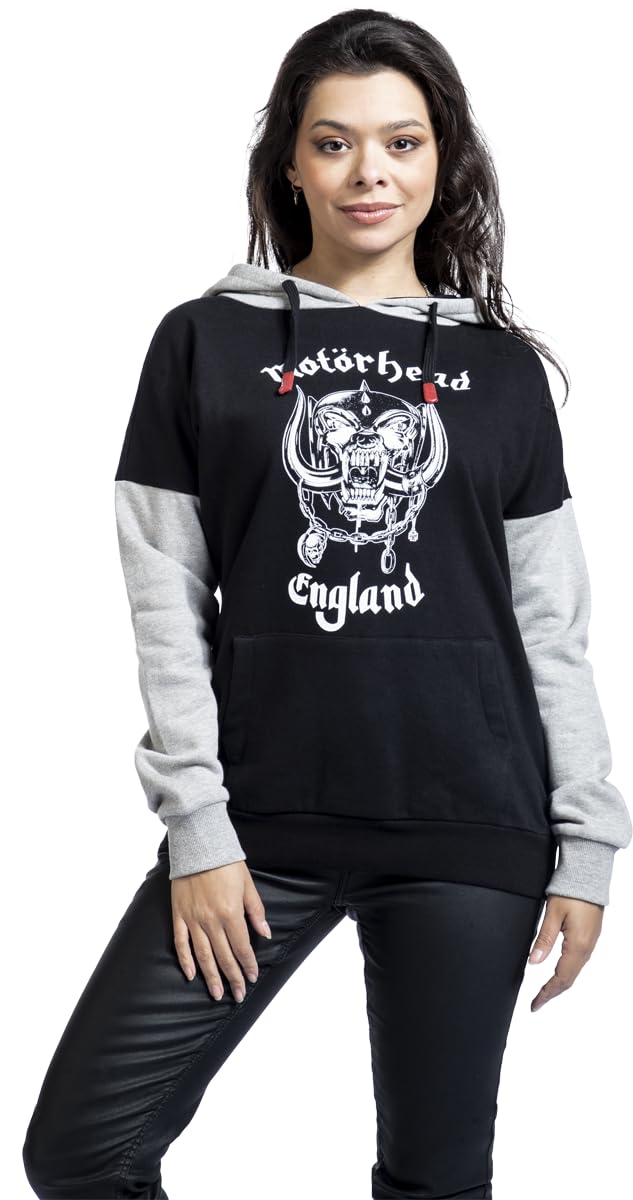 Motörhead England Frauen Kapuzenpullover schwarz/grau meliert