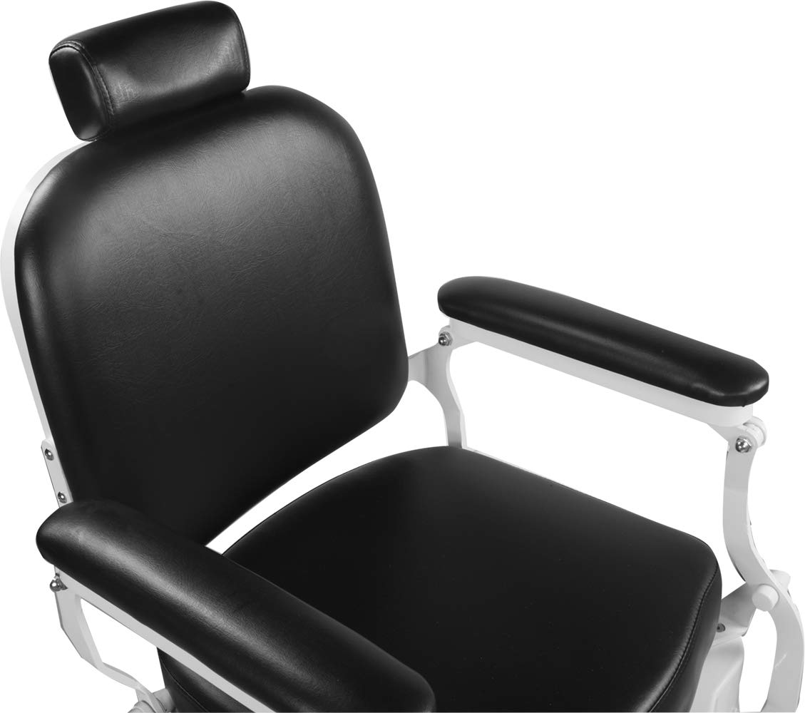 Medeo Herrenstuhl Friseurstuhl schwarz/weiß, zeitgenössisch, 360° drehbar, höhenverstellbar, Kunstleder, 150 kg Belastbarkeit, Entspannen
