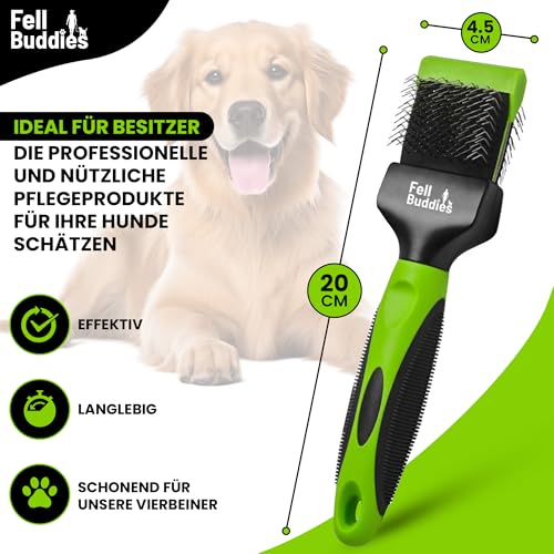FellBuddies® Flexible Zupfbürste für Hunde - Professionelle Hundebürste zum lösen von Knoten und Verfilzungen | Sanfte Fellpflege