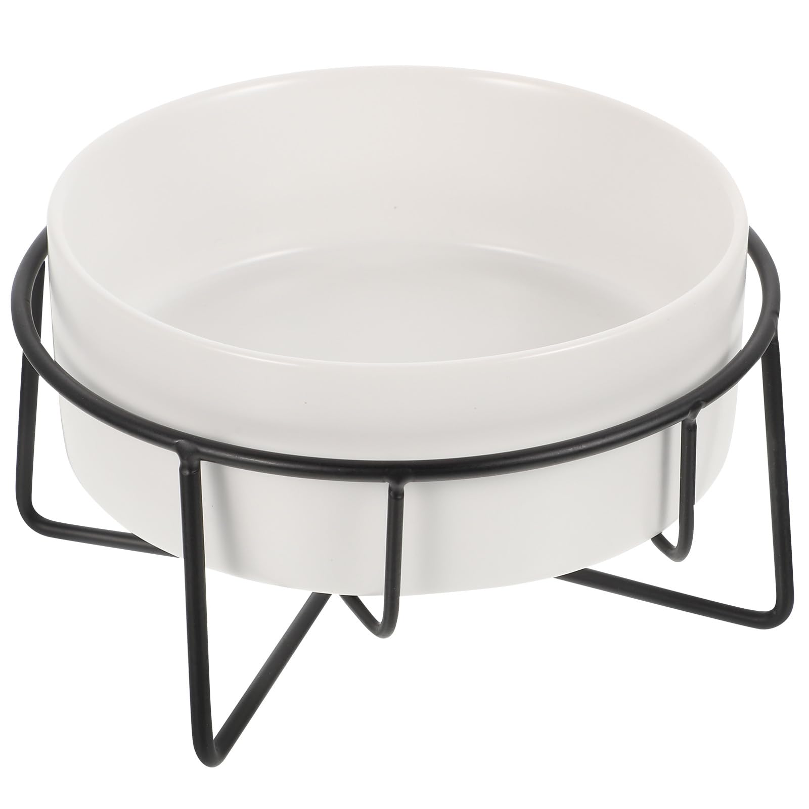 Gamelle surélevée pour chat au design moderne bol blanc et support noir
