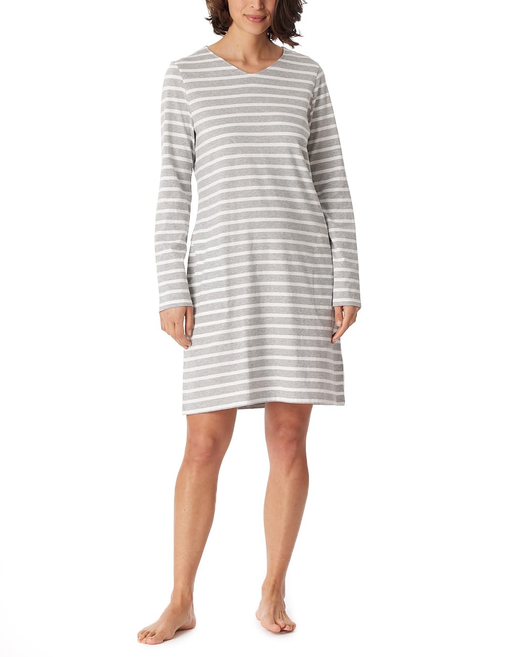 Schiesser Koszula nocna Kobiety Koszula nocna z długim rękawem 100% bawełna Sleepshirt Bigshirt z kieszeniami - Nightwear