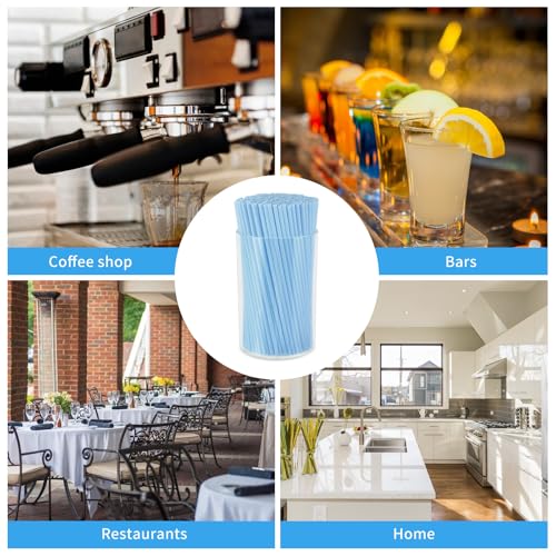 image for DLUGOPIS 500 Pcs Light Blue Coffee Stir Sticks Set 5x0.12 inch Cocktai