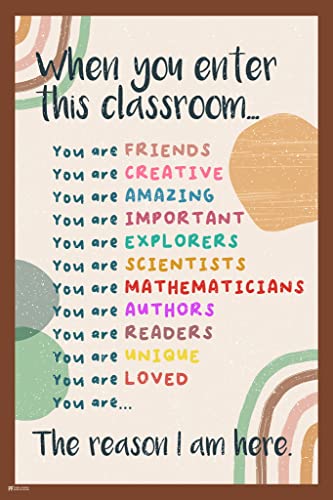 Image of Boho Classroom Door Decor Welcome Sign When You Enter This Class All Are Welcome Decorations for Teachers and School Cool Wall Art Print Poster 12x18