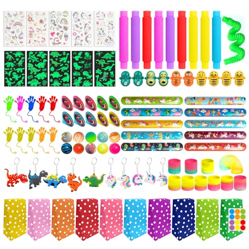 PUWOWYE Cadeau Anniversaire Enfants Invites, 100 Pcs Pinata Kit Petit Cadeau Anniversaire Enfant Licorne Dinosaure, Party Favors Remplissage pour Garçon,...