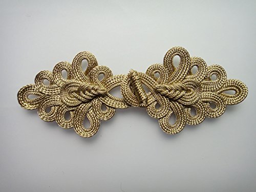 Lyracces Sewing Fasteners Braid Knit Chinese Knot Closure Cheongsam Frog Buttons Extra Large 8In 1Pair (Gold Tone) #TOP1