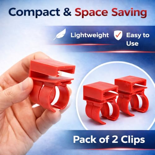 Image of VAYINATO 2 PCS Universal Aquarium Light Clip Holder, LED Tube Mount Brackets for Fish Tank, Durable Plastic Clamp for Aquarium Lighting Support (Red)