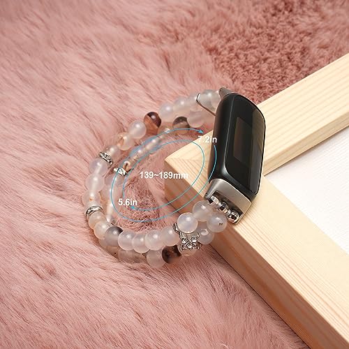 Image of Wongeto Compatible with Fitbit Luxe Bands,Fashion Handmade Elastic Stretch Pearl Bracelet Women Replacement Strap for Fitbit Luxe accssorises