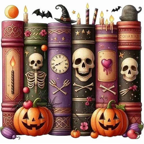 Image of KYOQFVN Cross Stitch Stamped Kit for Beginner - Halloween Cross Stitch - Skull Counted Cross Stitch Kits Embroidery Kit Arts and Crafts for Beginners 13.7x13.7 inch