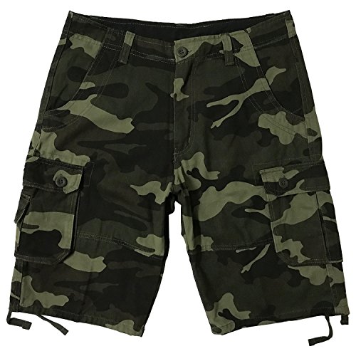 Meerway Bermudas Pantalones Cortos de Cargo del Estilo Bolsillo múltiple Vintage Pantalones Cortos de Trabajo Verano,Caqui