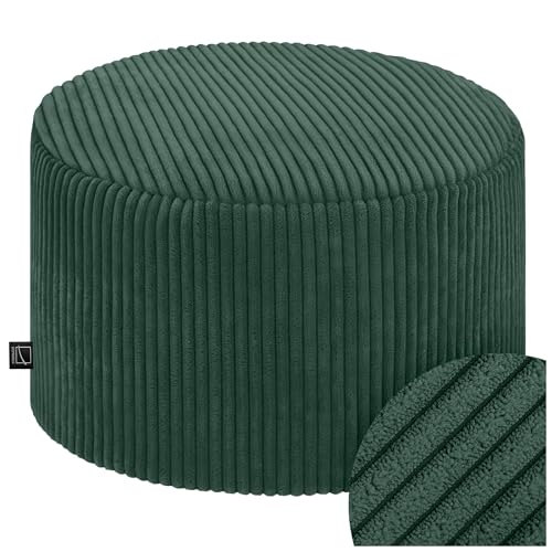 Domarex Runde Sitzpouf 45x25 cm weich modern Fußhocker Sitzhocker gepolstert rutschfest für Wohnzimmer Schlafzimmer Kinderzimmer Made in Polen