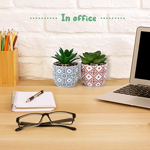 Karlliu Artificial Plants Mini Succulent Flowers In Ceramic Pot Small Fake Plants For Home Bathroom Office Desk Farmhouse Room Decor– 2Pack #TOP3