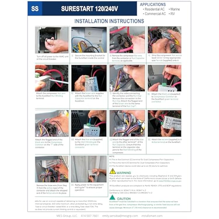 SureStart Soft Starter 8-16A, Smallest Soft Start on The Market for Easy Installation, Reduces Start up Noise and Vibration, SS1B08-16SN, Gray