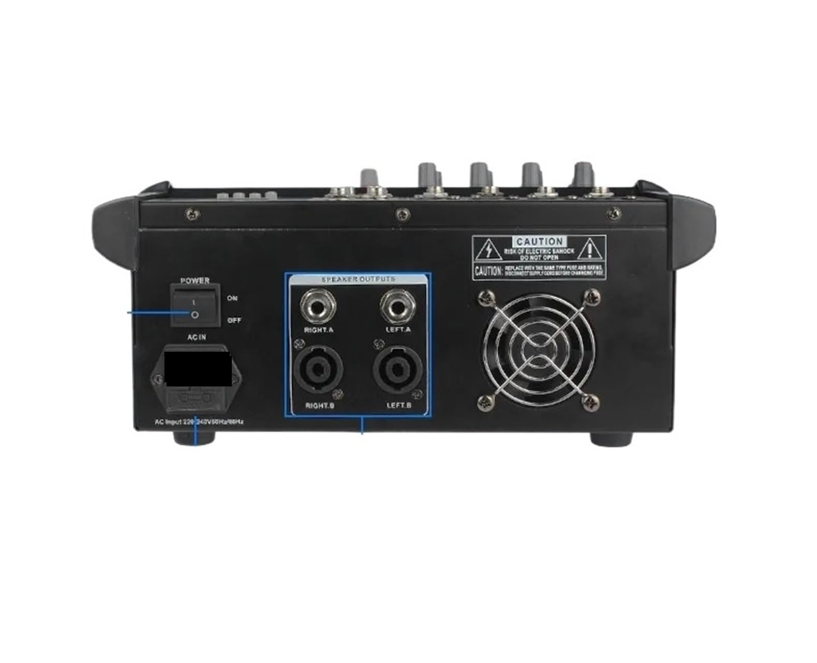 Controlador de DJ, Mezclador amplificador de potencia de 4 vías, 500 W, mezclador de DJ, equipo de escenario, mezclador de computadora, teléfono móvil, grabación en por Bluetooth