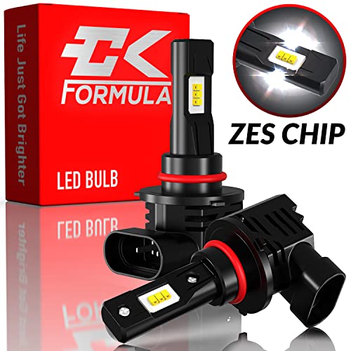 CK Formula Wireless 9006 HB4 LED Headlight Bulbs, ZES LED Chips, 6500K Super White, 12V 50W 12000 Lumens, Built-In CAN Bus Automotive Headlight Replacement Bulbs Kit, IP68 Weatherproof, Pack of 2