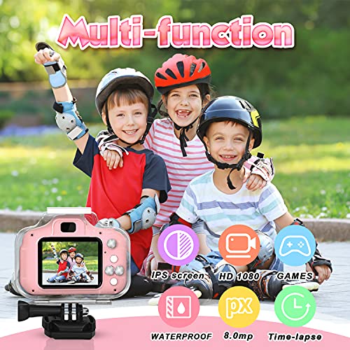Dylanto Upgrade Kids Waterproof Camera Christmas Birthday Gifts For Age 3-12 Children Digital Camera Underwater, Hd Video Toddler Camera Toy For 5 6 7 8 9 Year Old (Pink) #TOP3