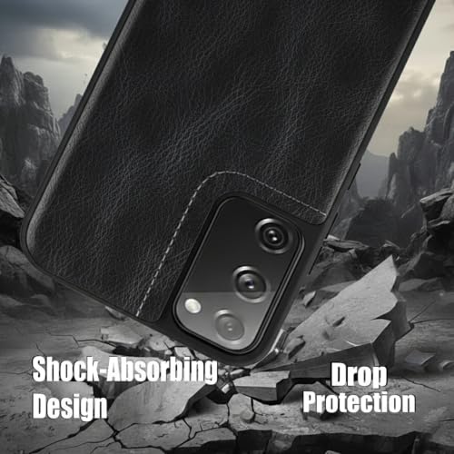 Image of Leather Case for Samsung Galaxy Note 20 Premium Protective Stylish Slim Cover with Shockproof Raised Edges Black