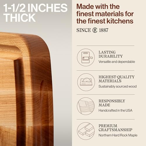 John Boos CB Series Rectangular Wooden Maple Cutting Board 18”x10.5” – 1.5” Thick, 8-lb Reversible Butcher Block with Rounded Edges, Juice Groove, Edge-Grain & Finger Grips – Made in the USA - Image 5