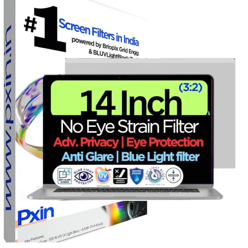 Image of Pxin 14 Inch (3:2) Laptop Eye Comfort Shield with Adv Privacy | Anti-Glare | No UV | Anti Blue | Laptop Privacy Filter