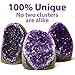 Natural Amethyst Cluster with Polished Edges [3 to 3.5 lb.] Real Raw Large Geode Healing Crystal Rock from Uruguay, Deep Purple Decor and a FREE Velvet Pouch of Rose Quartz