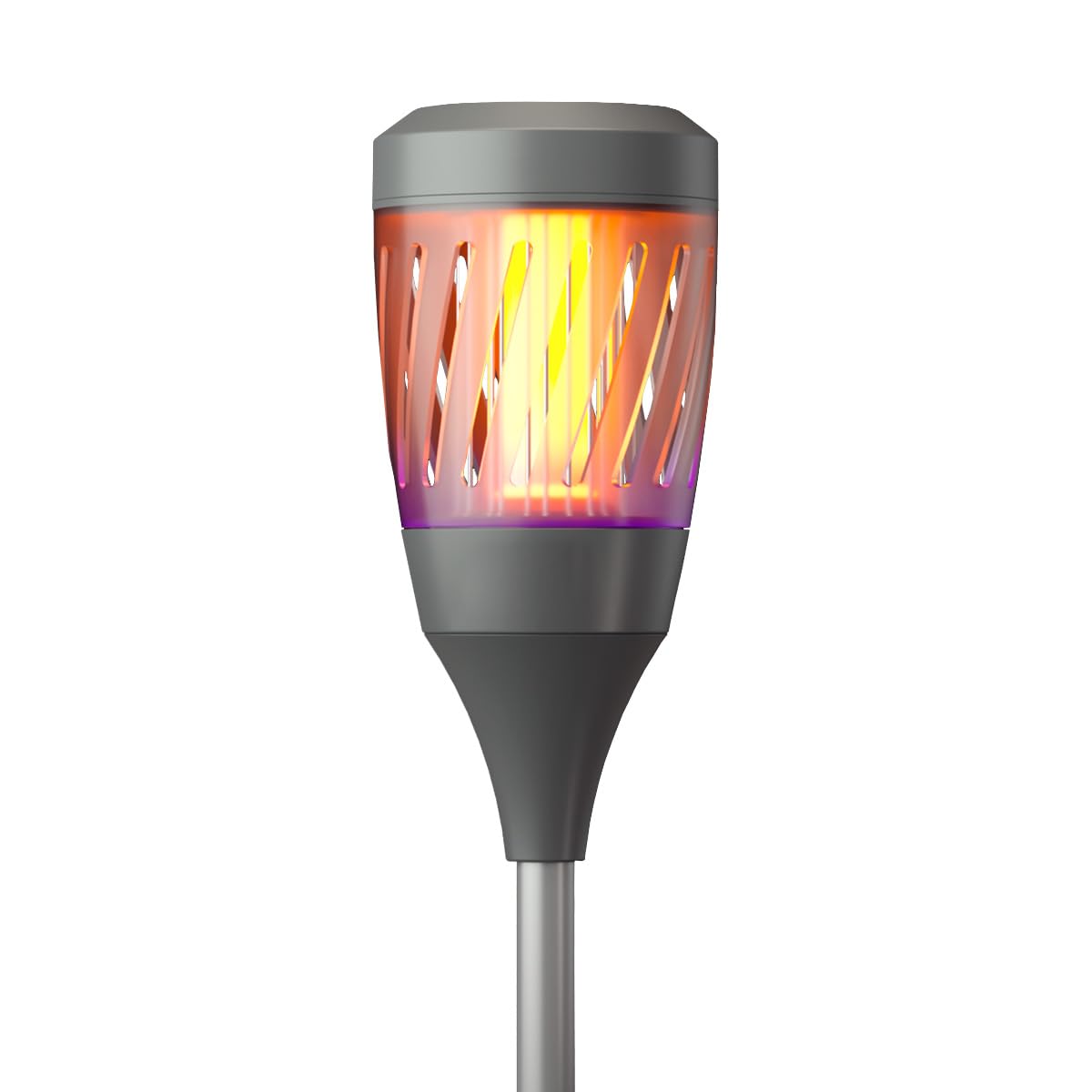 Solar Tiki Torch Lantern ZapperFlying Control with Realistic Flickering Flame Accent Light Solar Powered Rechargeable Garden Lamp (Tiki Metal)