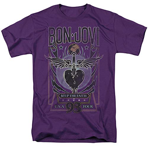 T-Shirt Bon Jovi Keep The Faith Trevco violet col rond classique