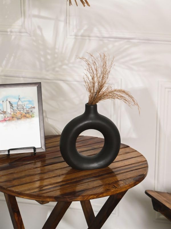 Image of PUREZENTO Black Farmhouse Vase Black Set of 10 Matte Finish Ceramic Designer Flower Vase for Home Decoration Centre Table Room Side Corner
