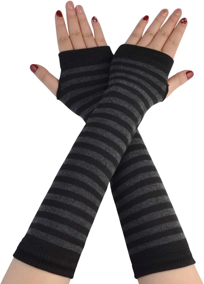 Tongcloud 12 Pairs Women Winter Long Fingerless Gloves - Knitted Arm Warmers, Thumbhole, Elbow Length, Stretchy (Color Set 1, 11.8x3.5'') - Image 6