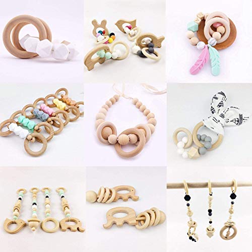100 Pcs 5 Sizes Natural Wood Rings, Unfinished Smooth Wooden Ring, Wood Circles Forcraft, Ring Pendant And Connectors Jewelry Making (100Pcs-5 Sizes) #TOP3