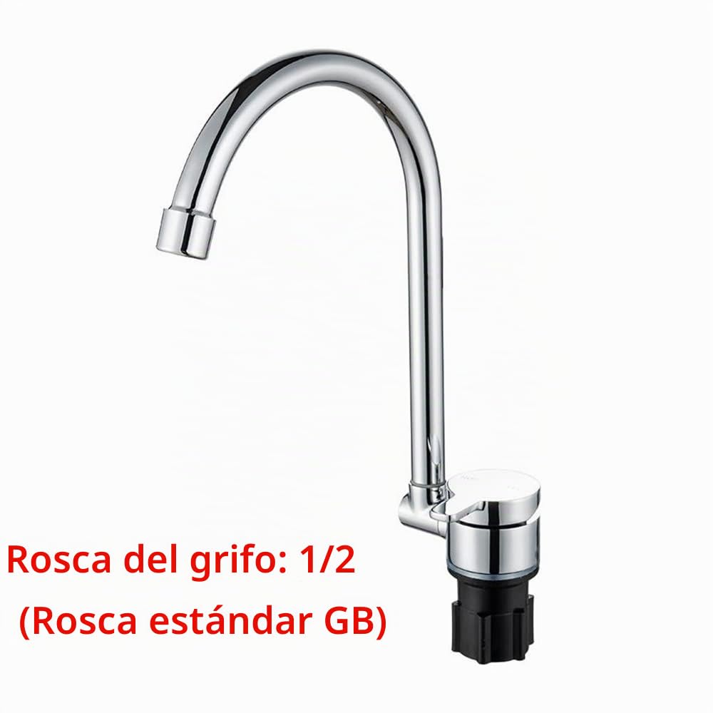 Riloer Grifo plegable para autocaravana, universal para coche, caravana, autocaravana, giratorio 360°, mezclador de agua fría y caliente, grifo de agua