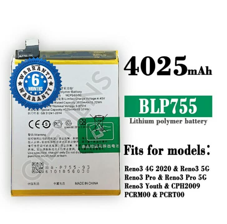 Image of Original BLP775 Battery for Realme X50 / Reno 3 4G 2020 /3 5G / 3 PRO / CPH2009 / PCRM00 / PCRT00 Battery with 6 Month Warranty****(F000103)