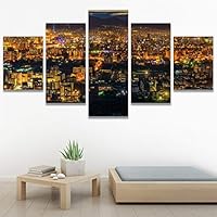 SIGNWIN 5 Panel Canvas Wall Art Modern Art Cityscape Contemporary Expressive Multicolor Photography Places for Home Decorations Ready to Hang - 60