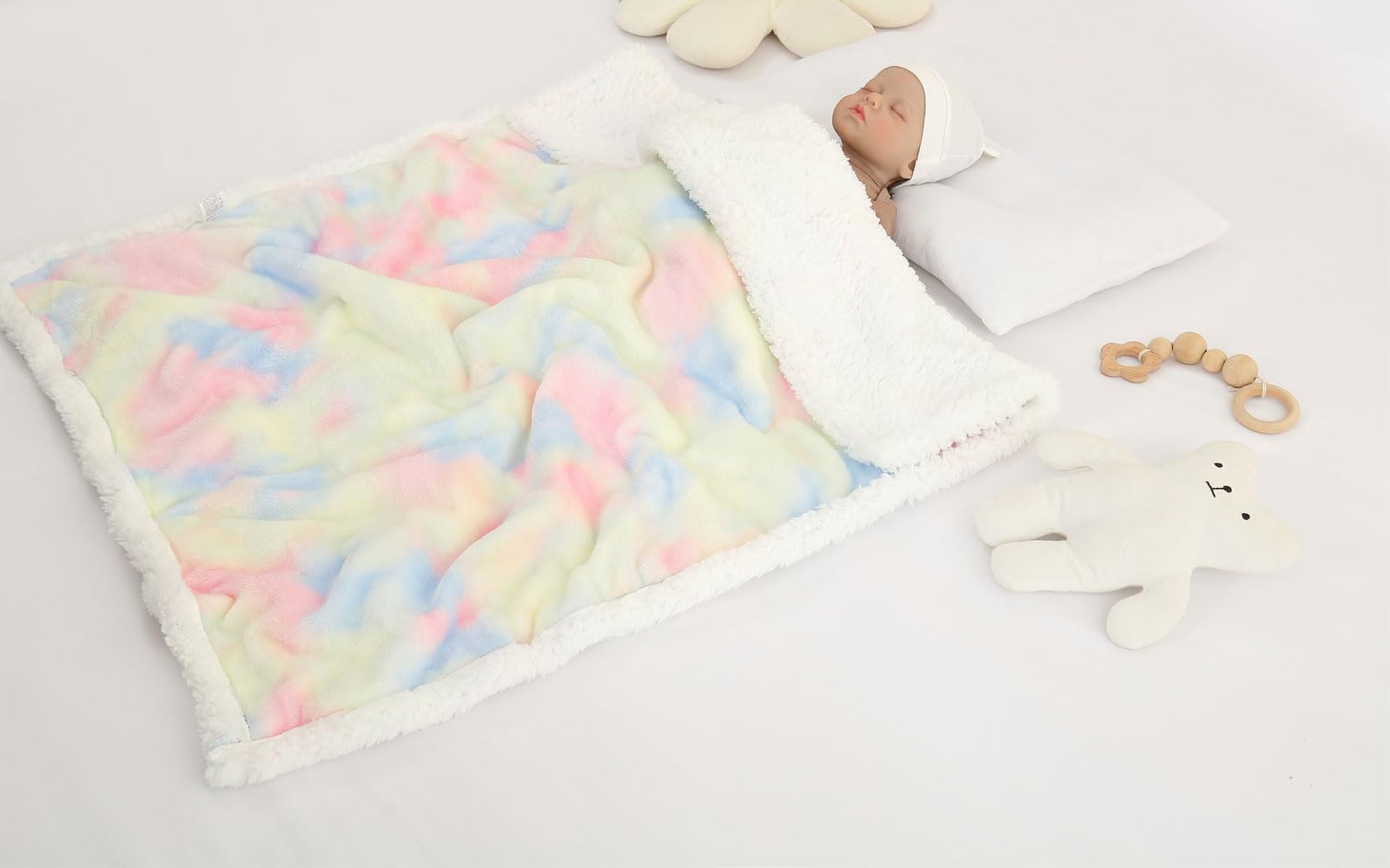 Couverture de Bébé pour Les Enfants en Bas âge Garçons Filles Couverture d'emmaillotage Réversible Super Douce Sherpa Couvertures de réception pour Le Berceau Poussette Rose 1