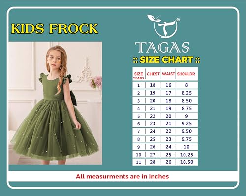 Image of TAGAS Girls Princess Party Dress | Mesh Layered Fit & Flare Frock for Girls | Pearl Embellished Tulle Dress | Birthday Dressess | Wedding Kids Fancy Frock (3-11 Years)