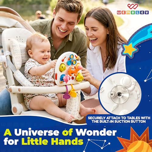 Image of Wembley Toys for 1+ Year Old | Montessori Busy Board for Toddlers 1-3 Years | Sensory Activity Toy with Spinning, Sliding & Fine Motor Skill Activities | Learning Toy for Boys & Girls | Birthday Gift
