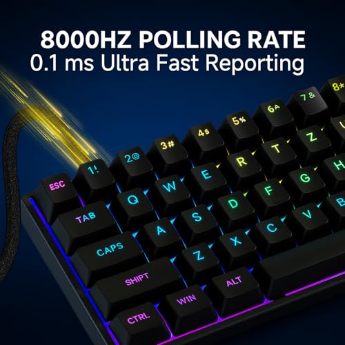 FOXMM WIN60 HE Clavier 8000Hz Rapid Trigger, Précision RT de 0,02 mm, Clavier Gamer Filaire 60% avec Interrupteur Magnétique, Actionnement Réglable, SOCD et Snap Tap, Hot Swap, Noir – Image 4