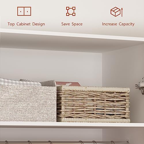 Homseewardrobearmoirewith2doors2drawershangingrod2compartmentswoodenclosetstoragecabinetwithgoldhandlesforbedroomwhite315lx191wx711h  Urban Country Home Decor Homsee wardrobe armoire with 2 doors 2 drawers hanging rod 2 compartments wooden closet storage cabinet with gold handles for bedroom white 315l x 191w x 711h  urban country home decor