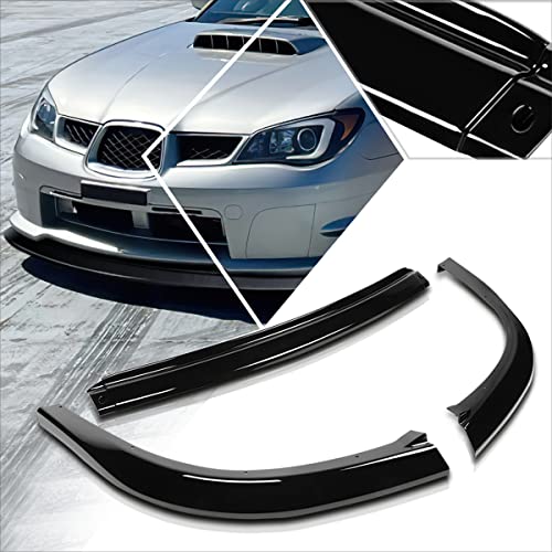 3Pcs Gloss Black Front Bumper Lip Chin Splitter Spoiler Compatible with 06-07 Subaru Impreza WRX STi