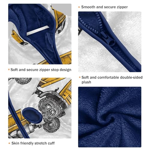 Construction Trucks Girls Fleece Jacket Girls Fall Jacket Girls Zip Up Hoodie Girls Sherpa Jacket 2-10T3