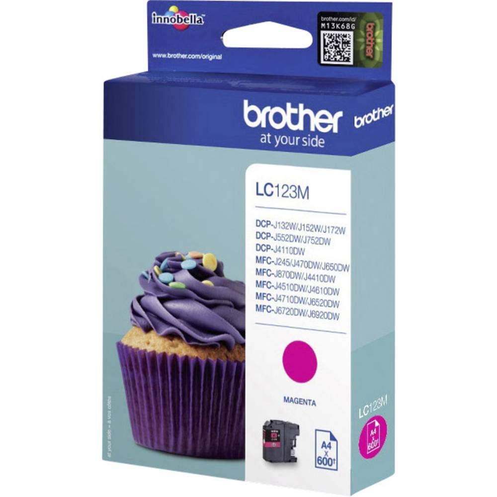 Brother LC-123M Inkjet Cartridge, Magenta, Single Pack, High Yield, Includes 1 x Inkjet Cartridge, Brother Genuine Supplies